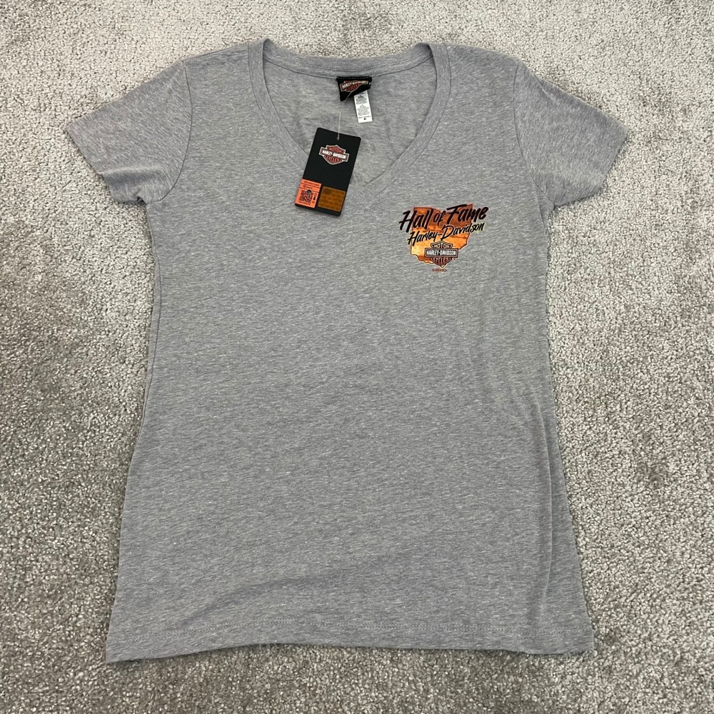 Harley Davidson T Shirt Womens Medium Biker V Neck Graphic Ohio - Picture 3 of 8
